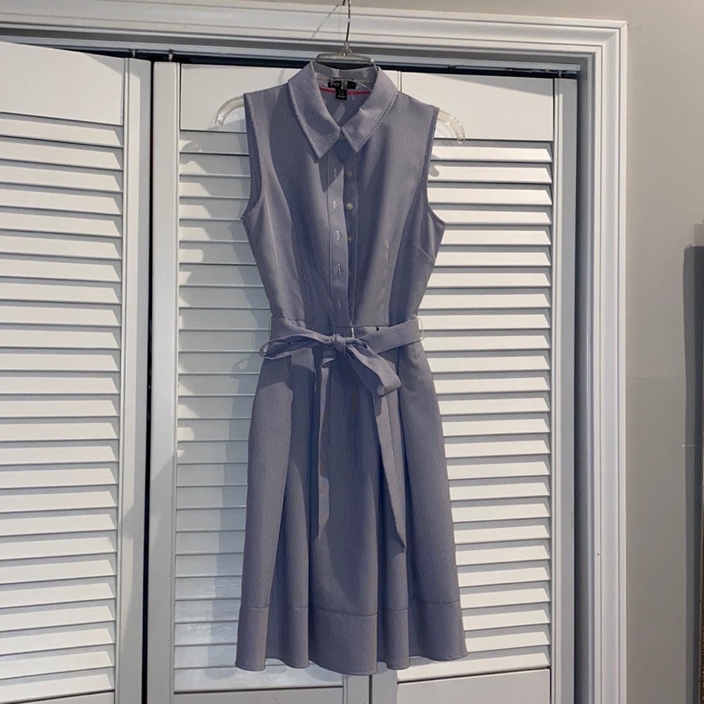 Jones New York blue seersucker dress.